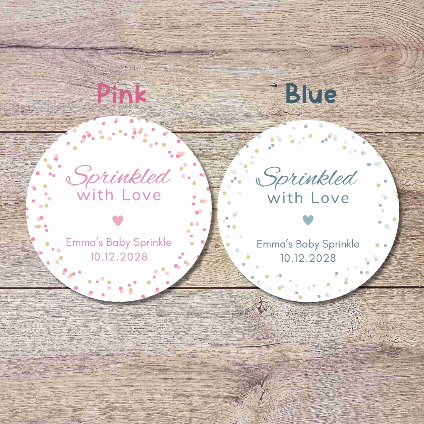 Personalized Sprinkled with Love Baby Shower Stickers, Custom Thank You for Showering Baby Boy Girl Labels