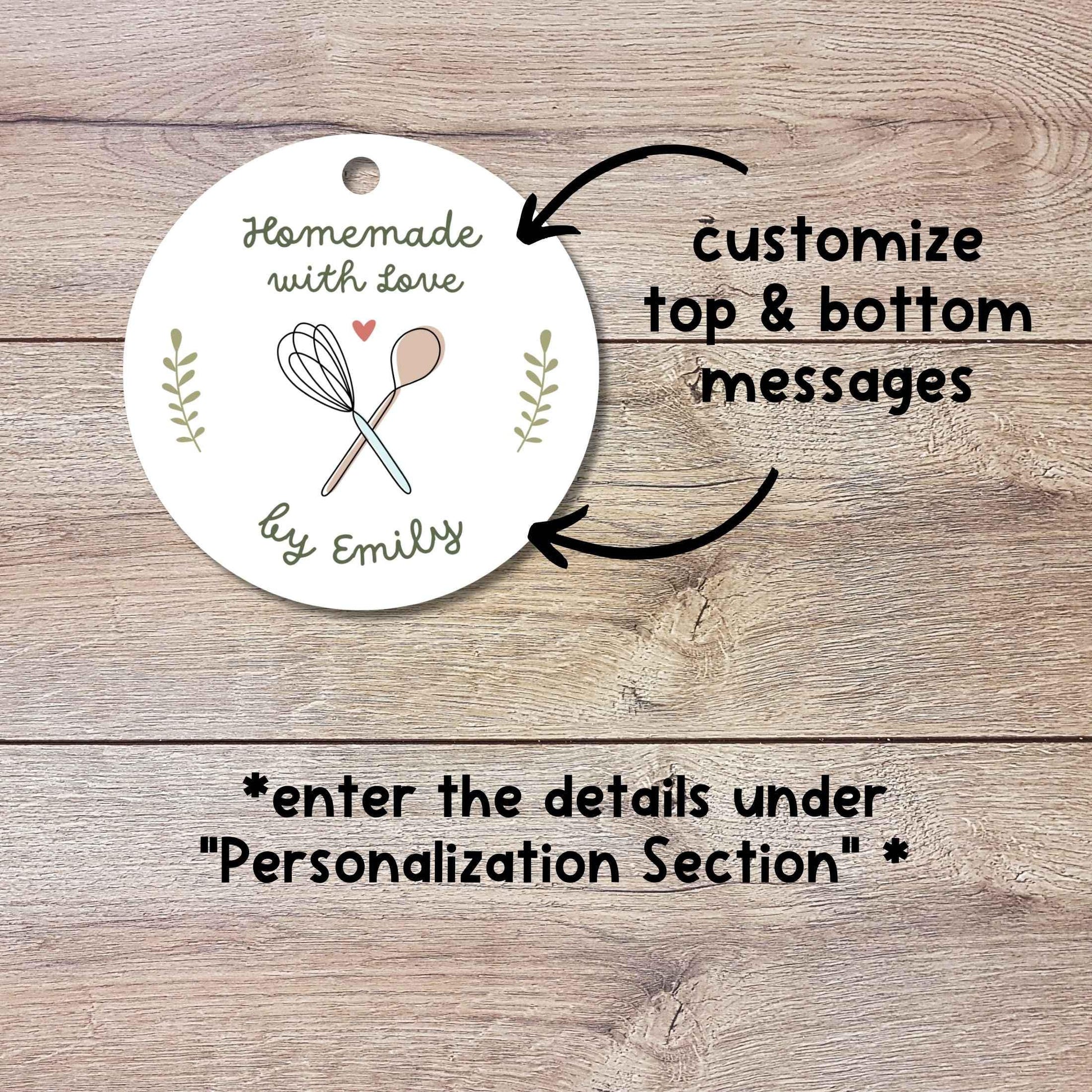 Personalized Baked with Love Gift Tags, Custom Baked Goods Small Business Bakery Packaging Tags
