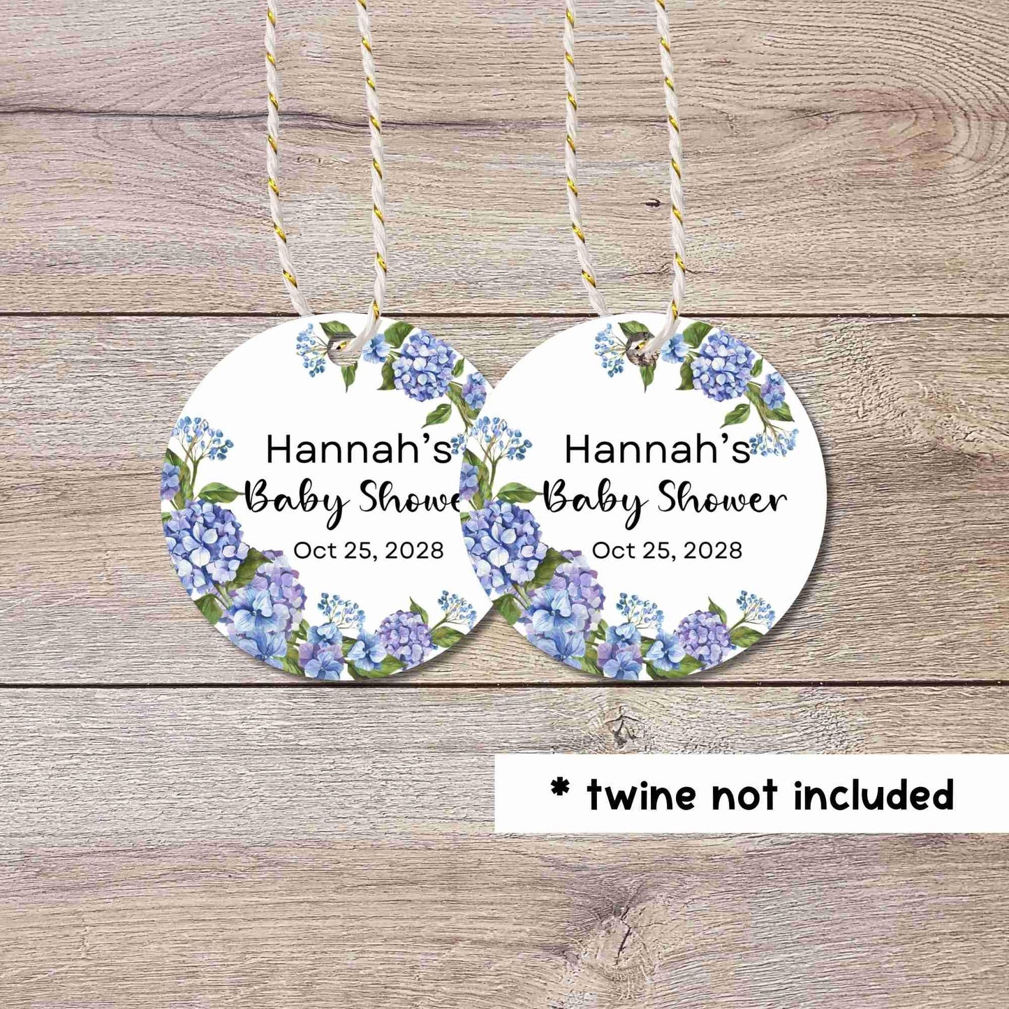 Personalized Hydrangea Baby Shower Gift Tags, Custom Thank You for Coming Party Favor Baby Sprinkle Tags