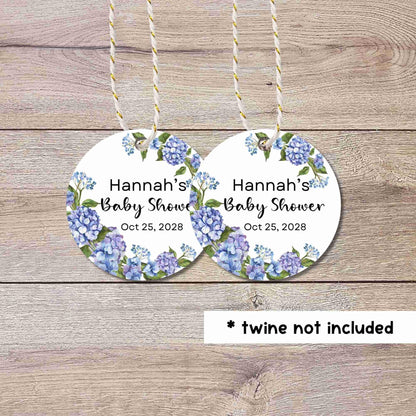Personalized Hydrangea Baby Shower Gift Tags, Custom Thank You for Coming Party Favor Baby Sprinkle Tags