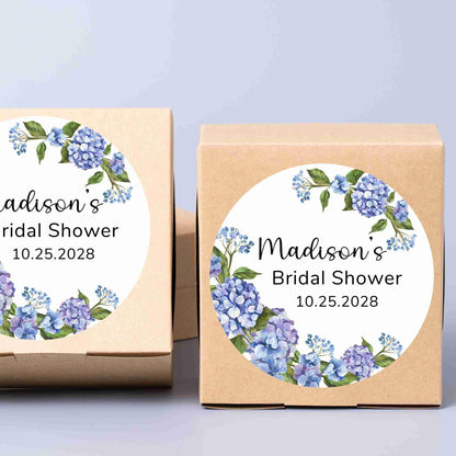 Hydrangea Floral Bridal Shower Favor Stickers, Custom Thank You Labels, Personalized Bridal Shower Bride-to-Be Party Favor