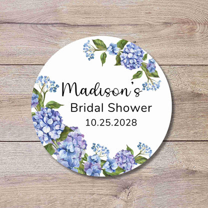 Hydrangea Floral Bridal Shower Favor Stickers, Custom Thank You Labels, Personalized Bridal Shower Bride-to-Be Party Favor