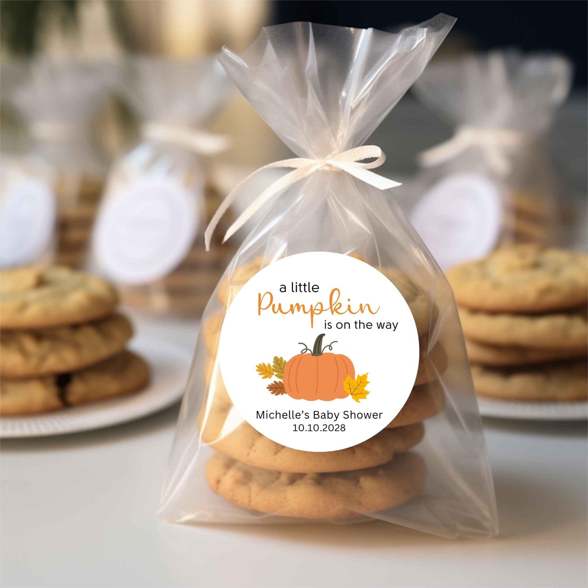 Personalized A Little Pumpkin is on the Way Baby Shower Stickers, Custom Baby Sprinkle Thank You Party Favor Gift Labels