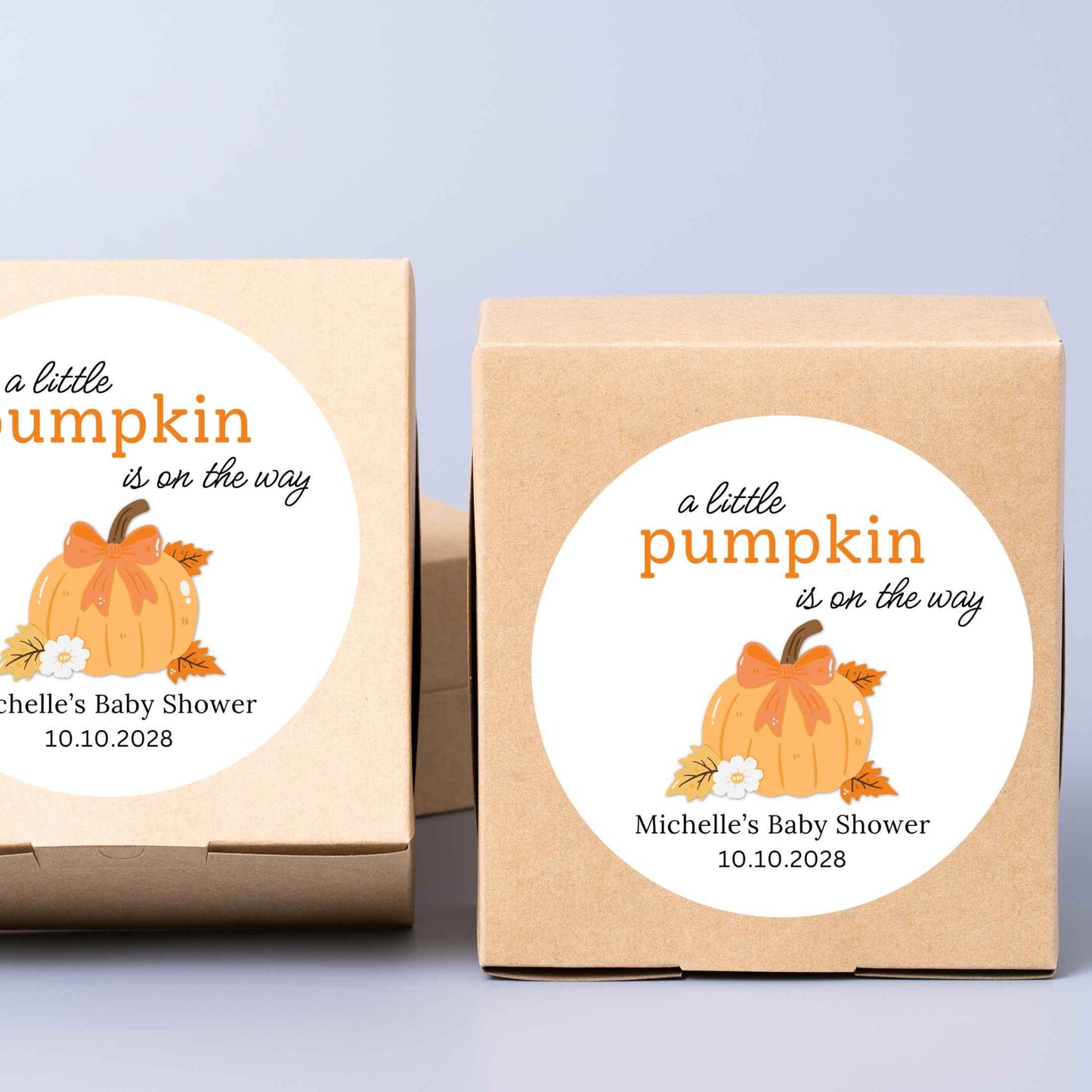 Personalized A Little Pumpkin is on the Way Baby Shower Stickers, Custom Baby Sprinkle Thank You Party Favor Gift Labels