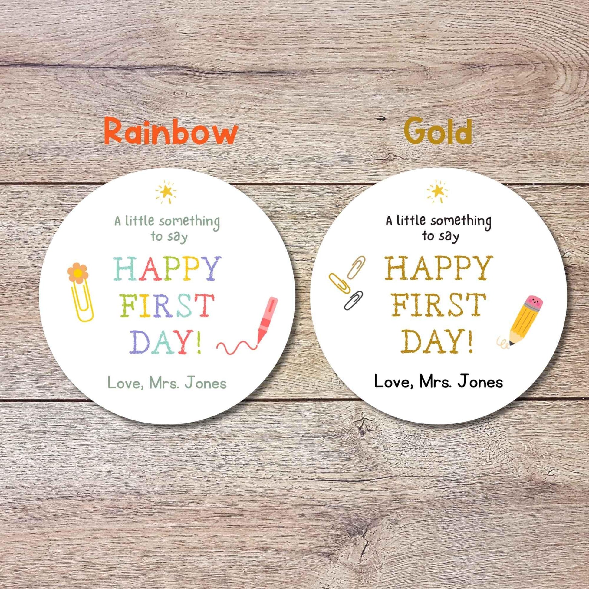 Personalized A Little Something to Say Happy First Day, Welcome Back to School Sticker, Teacher Folder Label for Kindergarten Any Grades