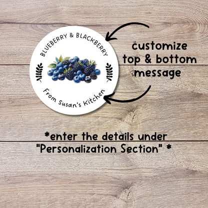 Personalized Blueberry Blackberry Jam Jelly Stickers, Custom Homemade Fruit Canning with Date Line Labels