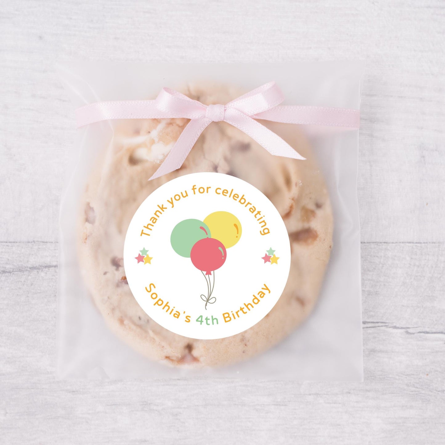 Personalized Happy Birthday Balloon Sticker, Custom Thank You for Coming Celebrating Party Favor Gift Bag Labels