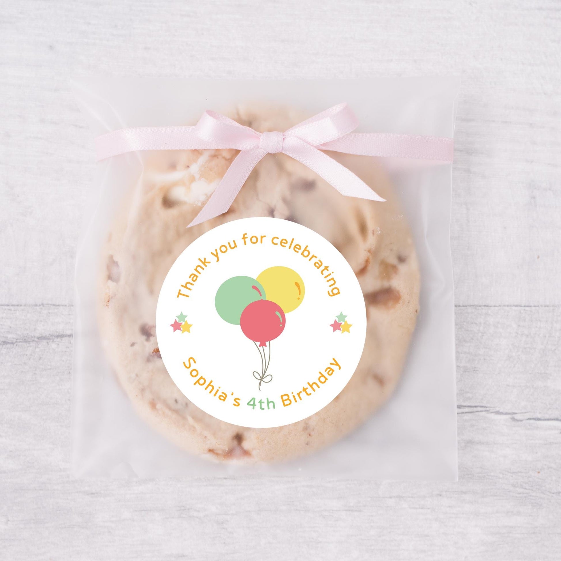 Personalized Happy Birthday Balloon Sticker, Custom Thank You for Coming Celebrating Party Favor Gift Bag Labels