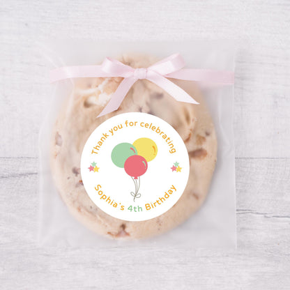 Personalized Happy Birthday Balloon Sticker, Custom Thank You for Coming Celebrating Party Favor Gift Bag Labels