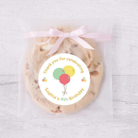 Personalized Happy Birthday Balloon Sticker, Custom Thank You for Coming Celebrating Party Favor Gift Bag Labels