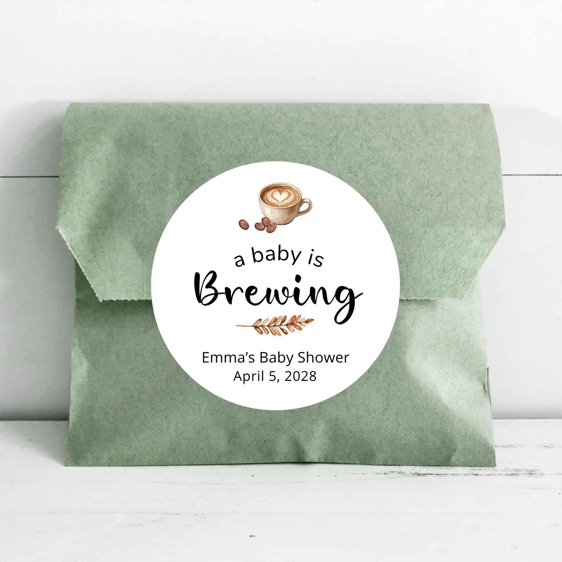 A Baby is Brewing Baby Shower Stickers, Custom Thank You for Showering Labels, Mom to Be Sprinkling Baby Party Favor