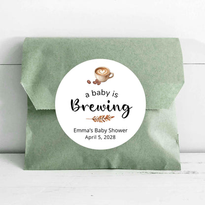 A Baby is Brewing Baby Shower Stickers, Custom Thank You for Showering Labels, Mom to Be Sprinkling Baby Party Favor