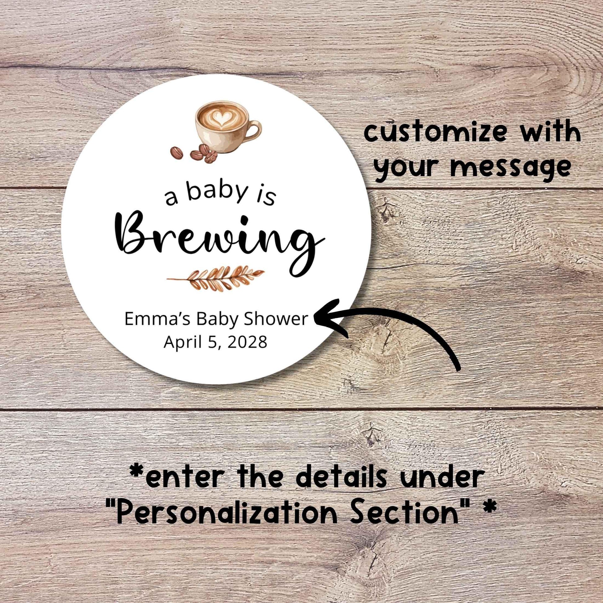A Baby is Brewing Baby Shower Stickers, Custom Thank You for Showering Labels, Mom to Be Sprinkling Baby Party Favor