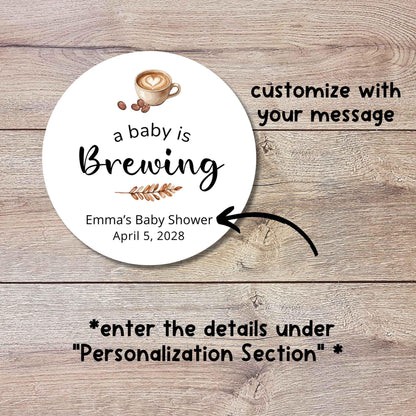 A Baby is Brewing Baby Shower Stickers, Custom Thank You for Showering Labels, Mom to Be Sprinkling Baby Party Favor