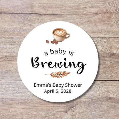 A Baby is Brewing Baby Shower Stickers, Custom Thank You for Showering Labels, Mom to Be Sprinkling Baby Party Favor