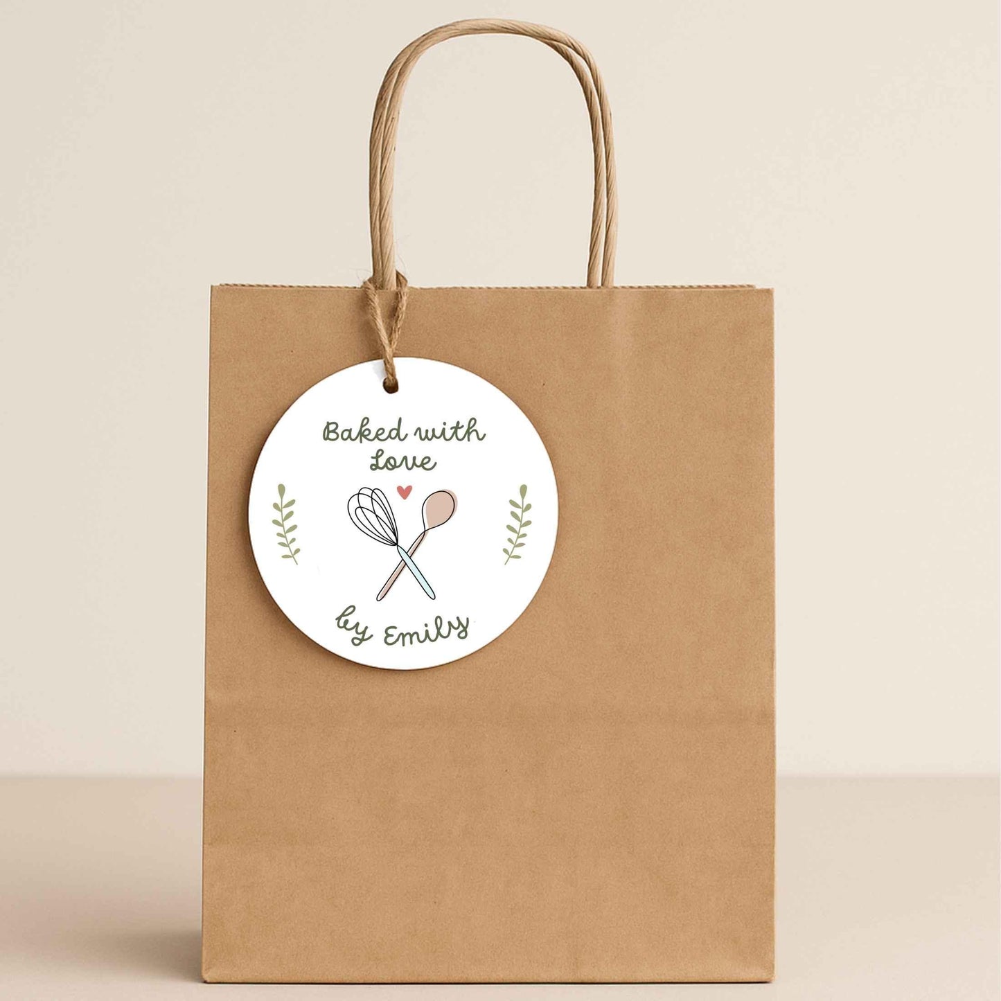 Personalized Baked with Love Gift Tags, Custom Baked Goods Small Business Bakery Packaging Tags