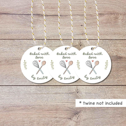 Personalized Baked with Love Gift Tags, Custom Baked Goods Small Business Bakery Packaging Tags