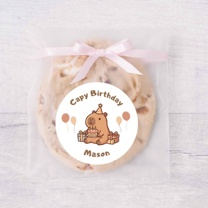 Personalized Capy Birthday Stickers, Custom Capybara Kids Thank You Party Favor Labels