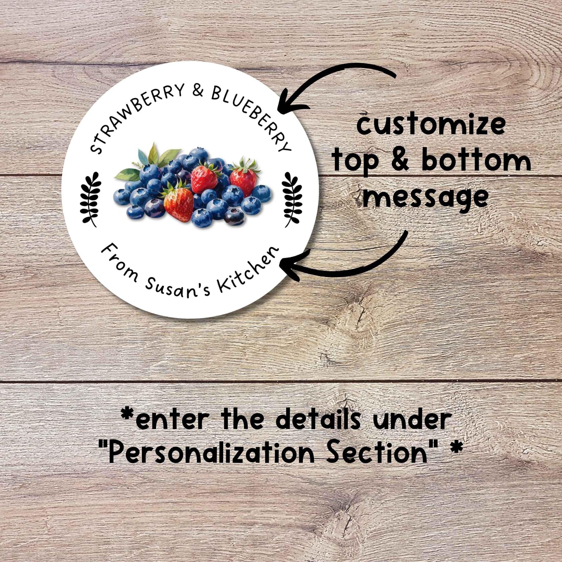 Personalized Strawberry Blueberry Jam Jelly Stickers, Custom Homemade Fruit Canning with Date Line Labels