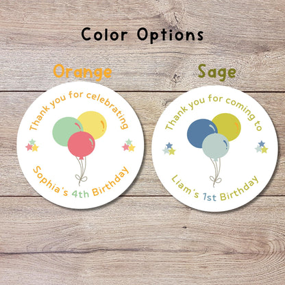 Personalized Happy Birthday Balloon Sticker, Custom Thank You for Coming Celebrating Party Favor Gift Bag Labels