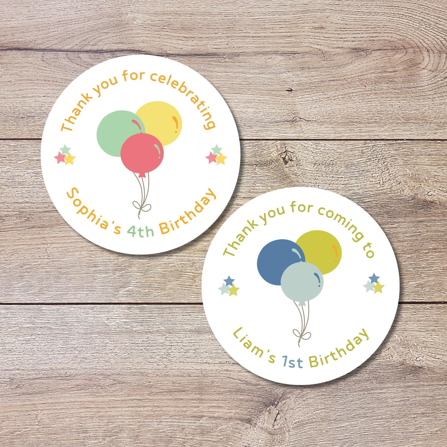 Personalized Happy Birthday Balloon Sticker, Custom Thank You for Coming Celebrating Party Favor Gift Bag Labels