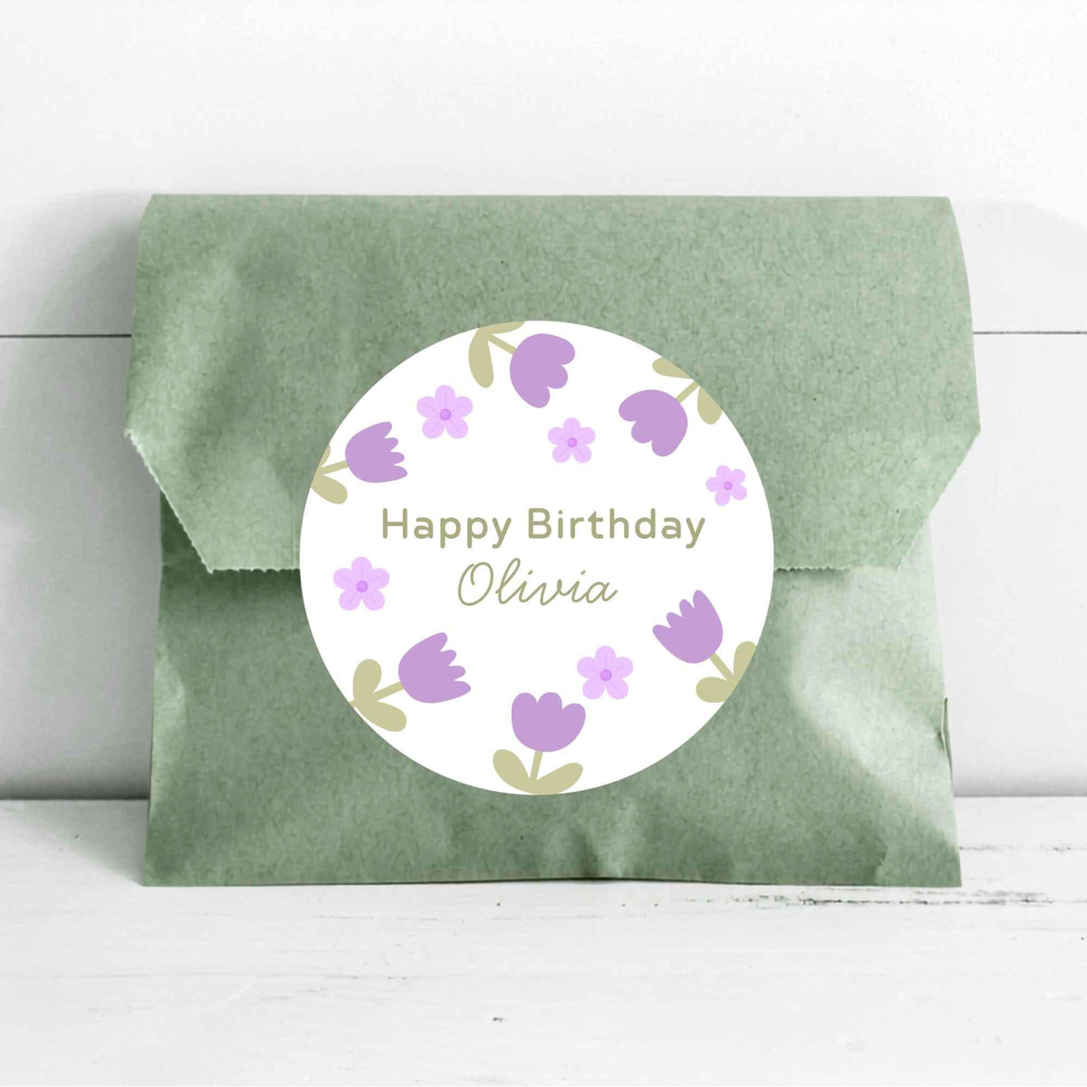 Personalized Tulip Flower Birthday Stickers, Custom Floral Any Events Thank You Party Favor Labels
