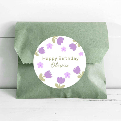 Personalized Tulip Flower Birthday Stickers, Custom Floral Any Events Thank You Party Favor Labels