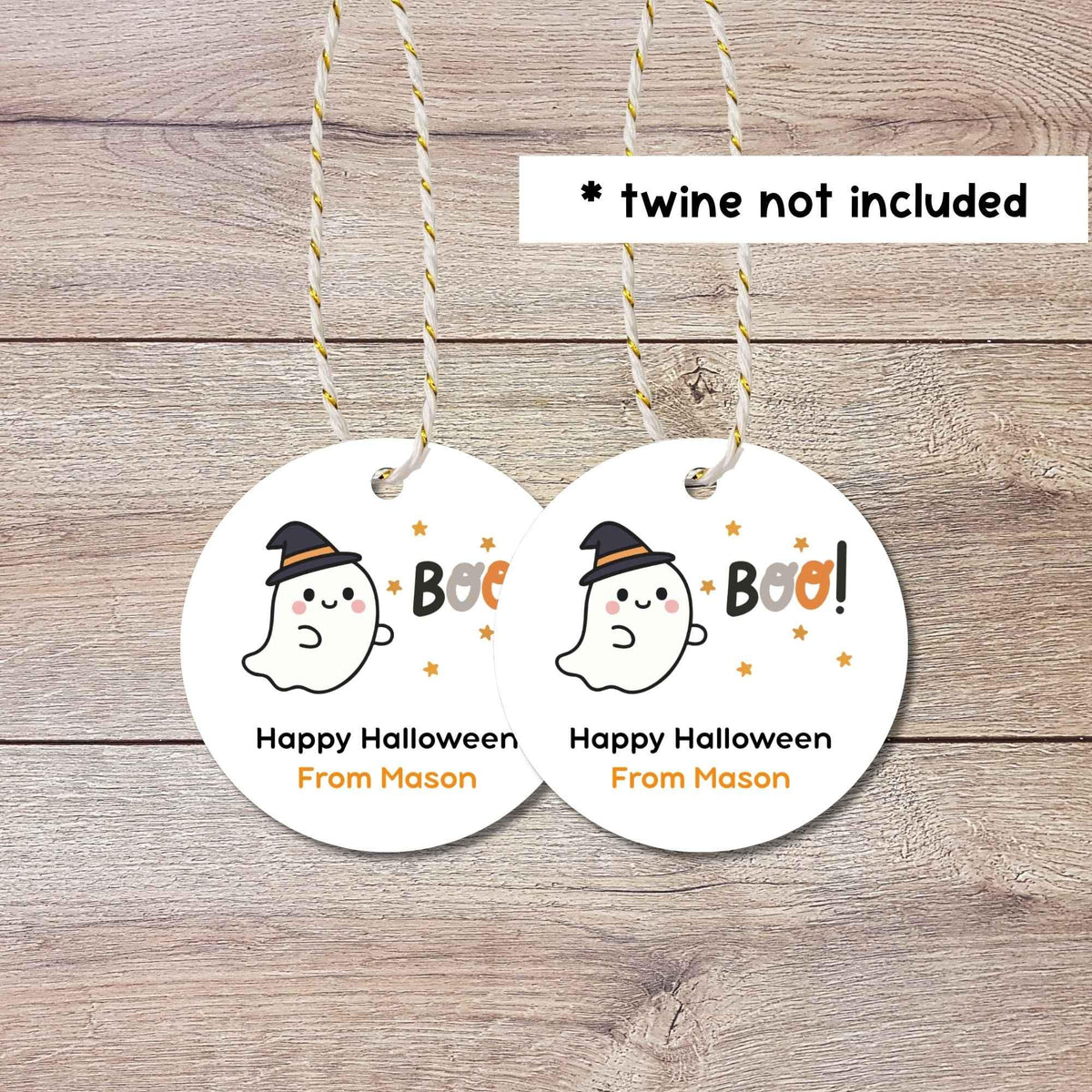 Personalized Boo Ghost Witch Happy Halloween Gift Tags, Custom Kids School Classroom Party Favor Gift Labels