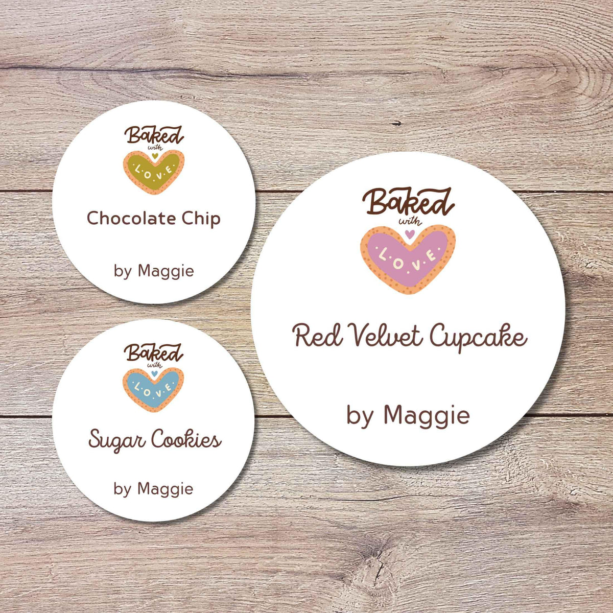 Personalized Baked with Love Stickers, Customized Baked Goods Small Business Bakery Packaging Labels