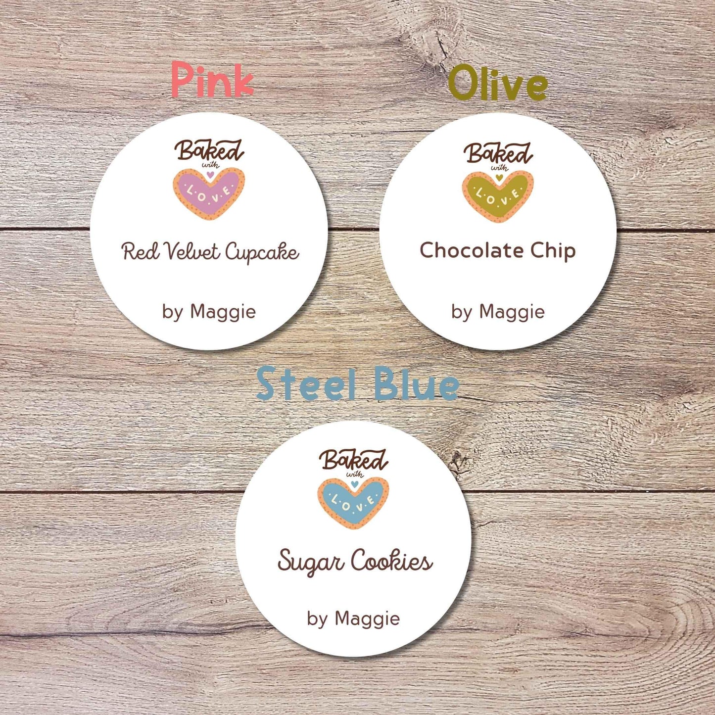 Personalized Baked with Love Stickers, Customized Baked Goods Small Business Bakery Packaging Labels