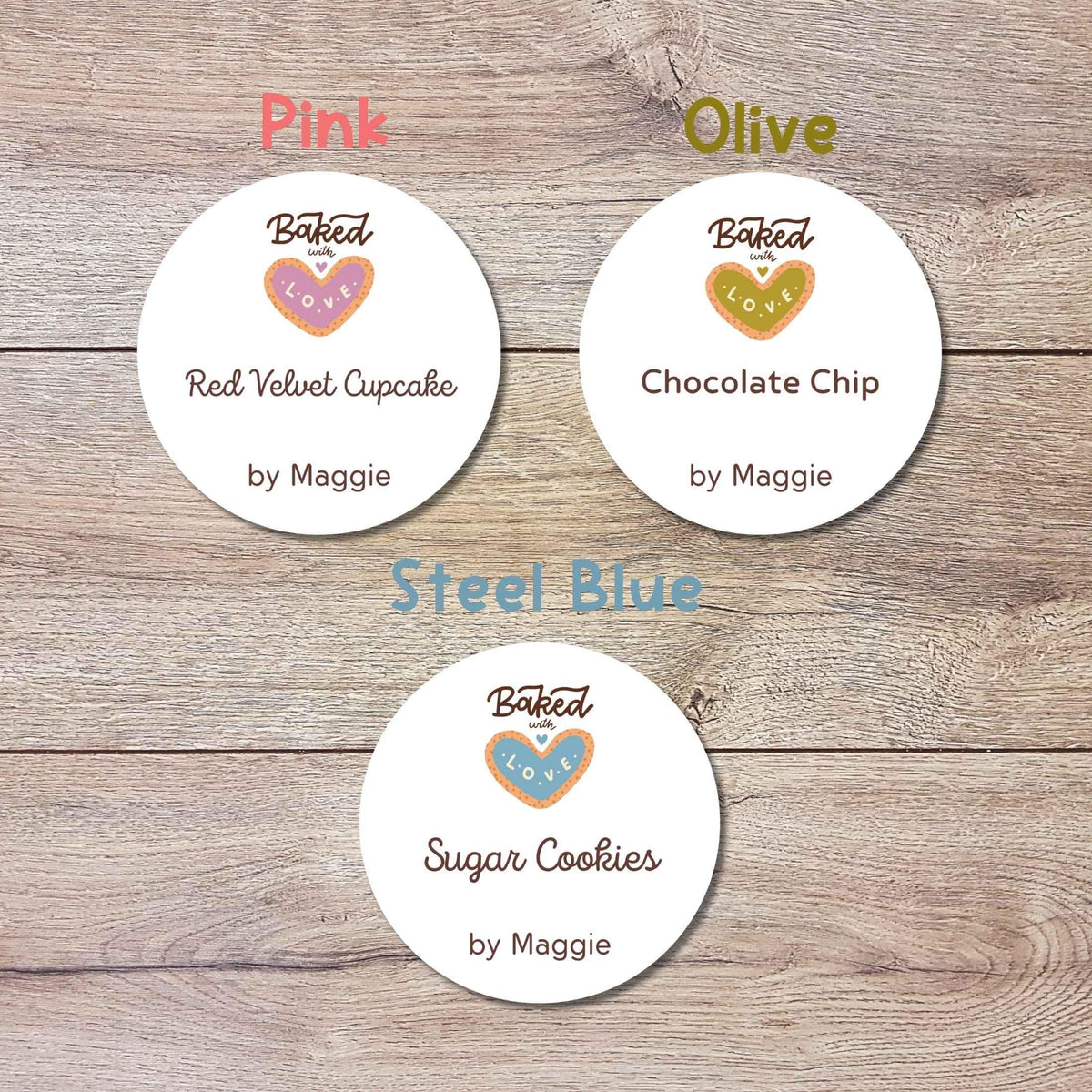 Personalized Baked with Love Stickers, Customized Baked Goods Small Business Bakery Packaging Labels