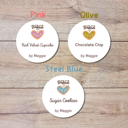 Personalized Baked with Love Stickers, Customized Baked Goods Small Business Bakery Packaging Labels
