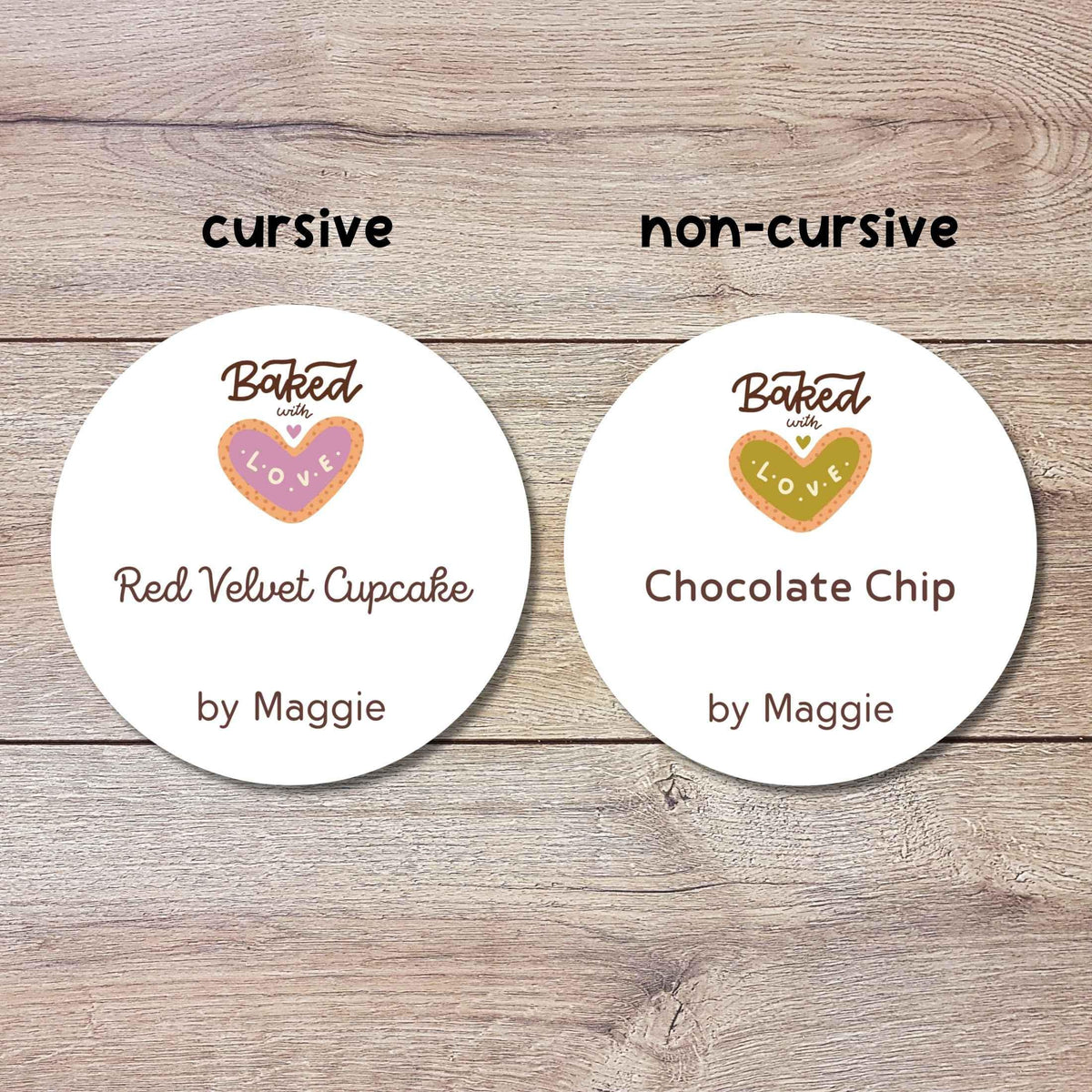 Personalized Baked with Love Stickers, Customized Baked Goods Small Business Bakery Packaging Labels