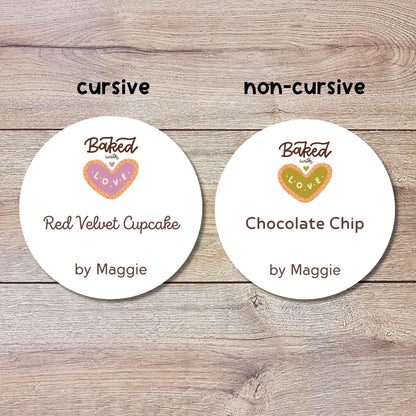 Personalized Baked with Love Stickers, Customized Baked Goods Small Business Bakery Packaging Labels