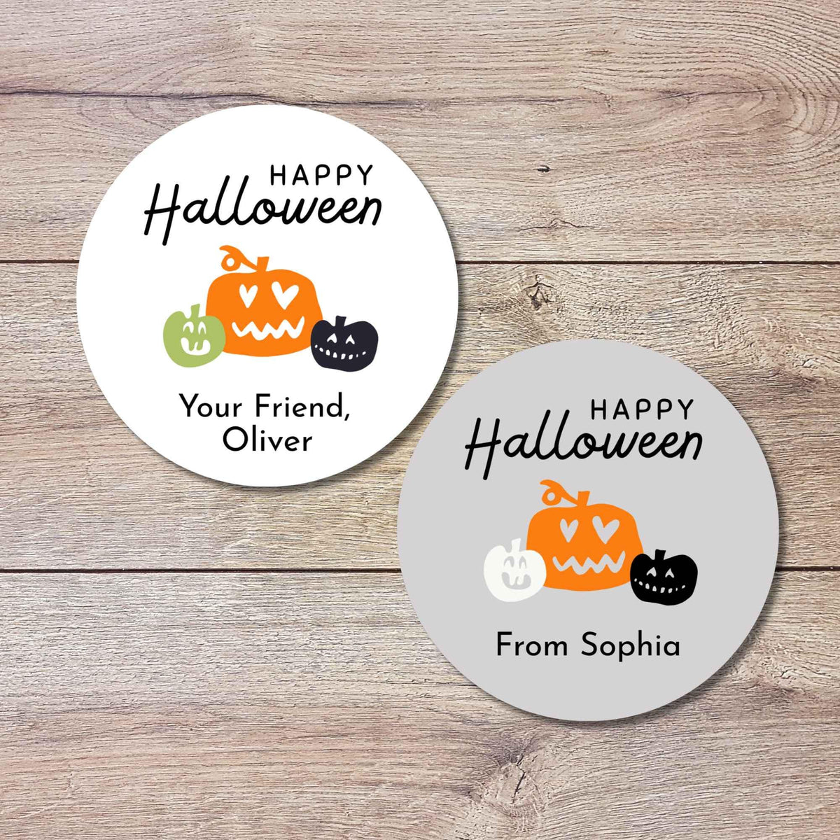 Personalized Silly Pumpkins Happy Halloween Stickers, Custom Kids School Classroom Party Favor Gift Bag Labels