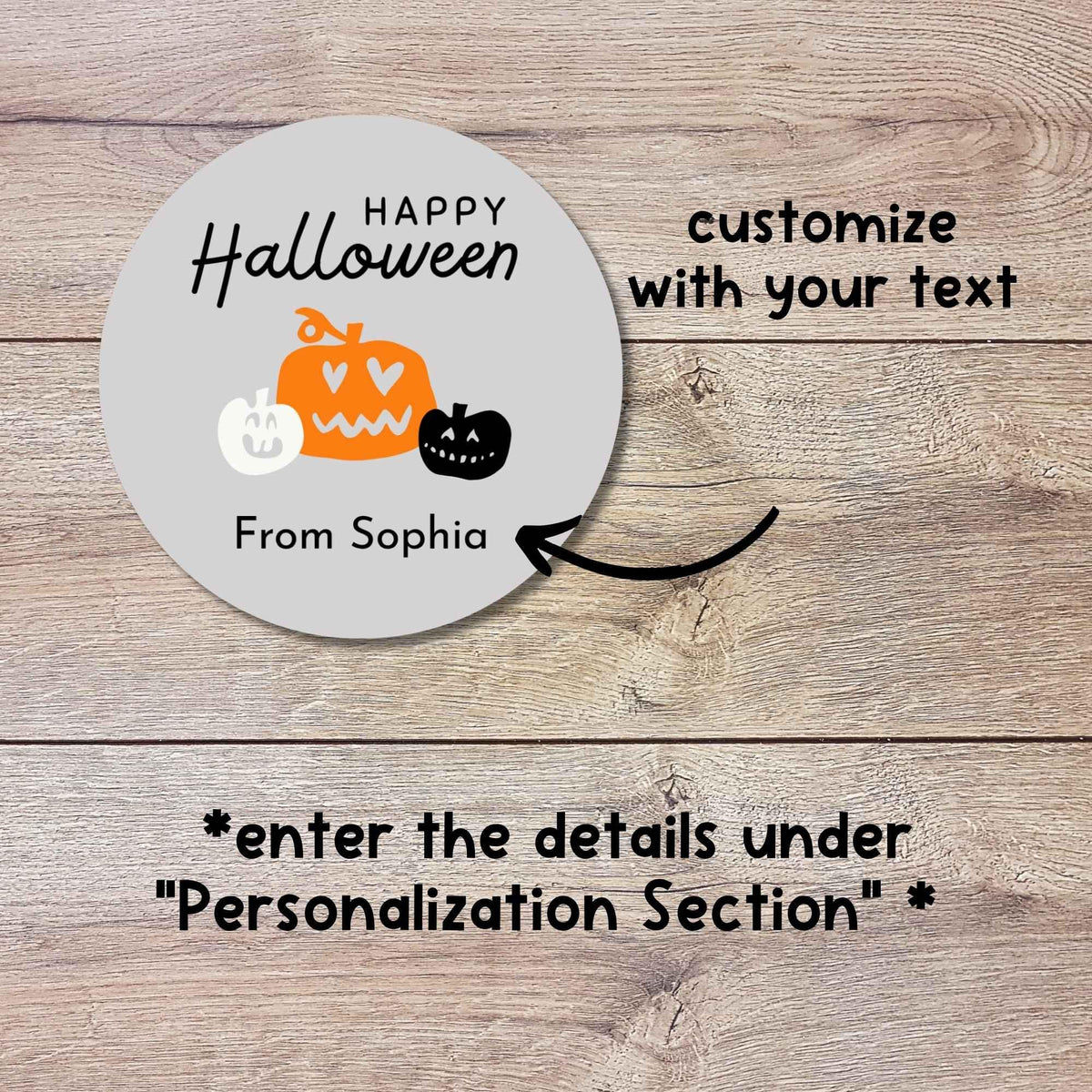 Personalized Silly Pumpkins Happy Halloween Stickers, Custom Kids School Classroom Party Favor Gift Bag Labels