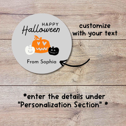 Personalized Silly Pumpkins Happy Halloween Stickers, Custom Kids School Classroom Party Favor Gift Bag Labels
