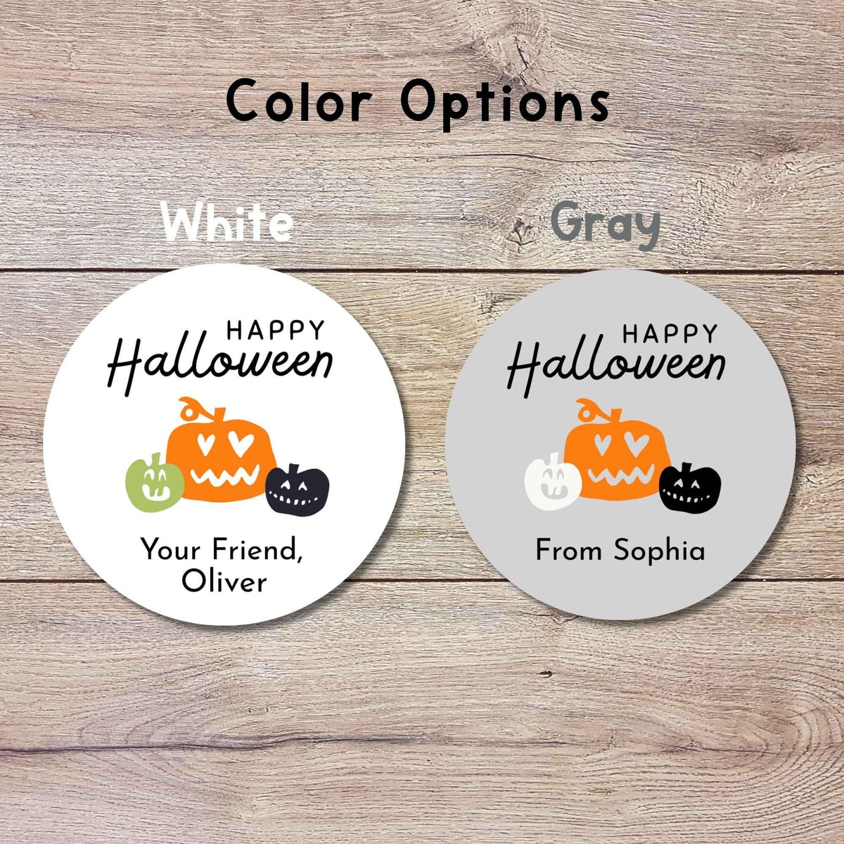 Personalized Silly Pumpkins Happy Halloween Stickers, Custom Kids School Classroom Party Favor Gift Bag Labels
