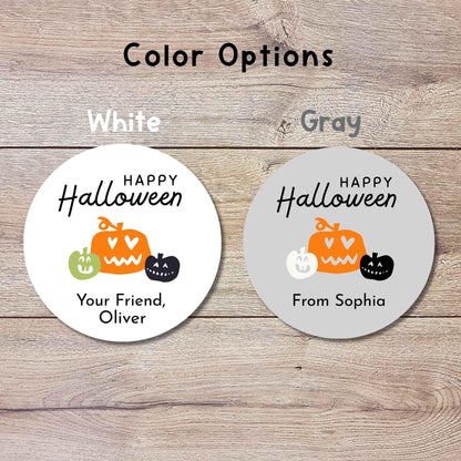 Personalized Silly Pumpkins Happy Halloween Stickers, Custom Kids School Classroom Party Favor Gift Bag Labels