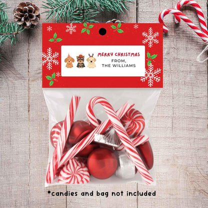 Custom Christmas Festive Dogs Return Address Stickers, Personalized Holiday Address Labels Printed