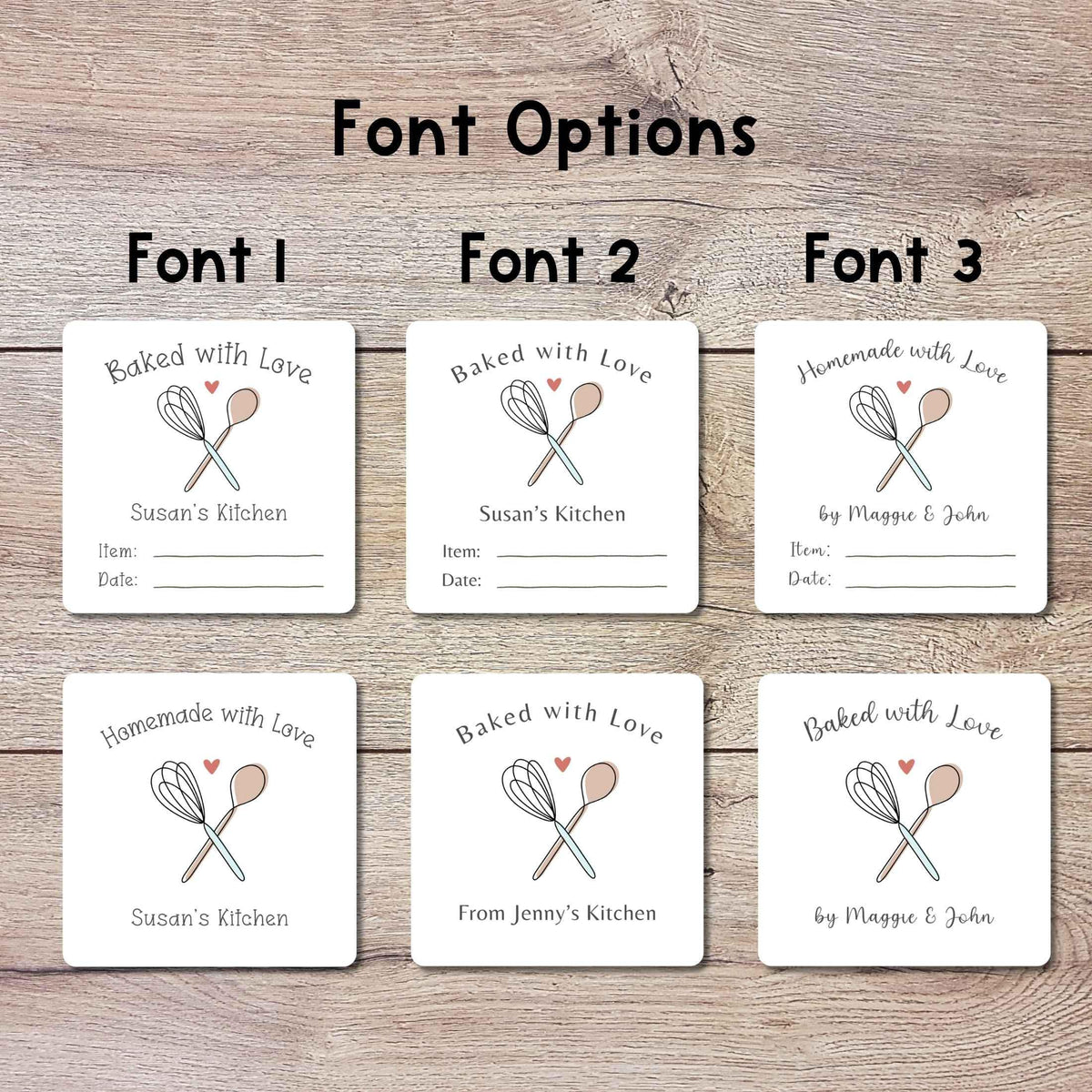 Personalized Baked with Love Square Stickers, Custom Homemade Baking Small Business Bakery Packaging Labels