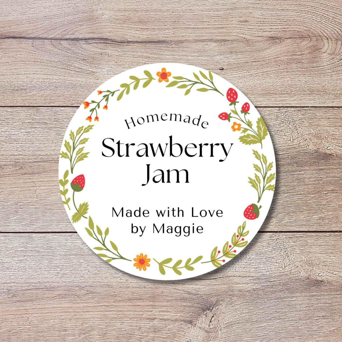 Personalized Strawberry Jam Stickers, Custom Homemade Puree Canning Mason Jar Lid Labels, Gifting Fruit Jam Preserves Labels