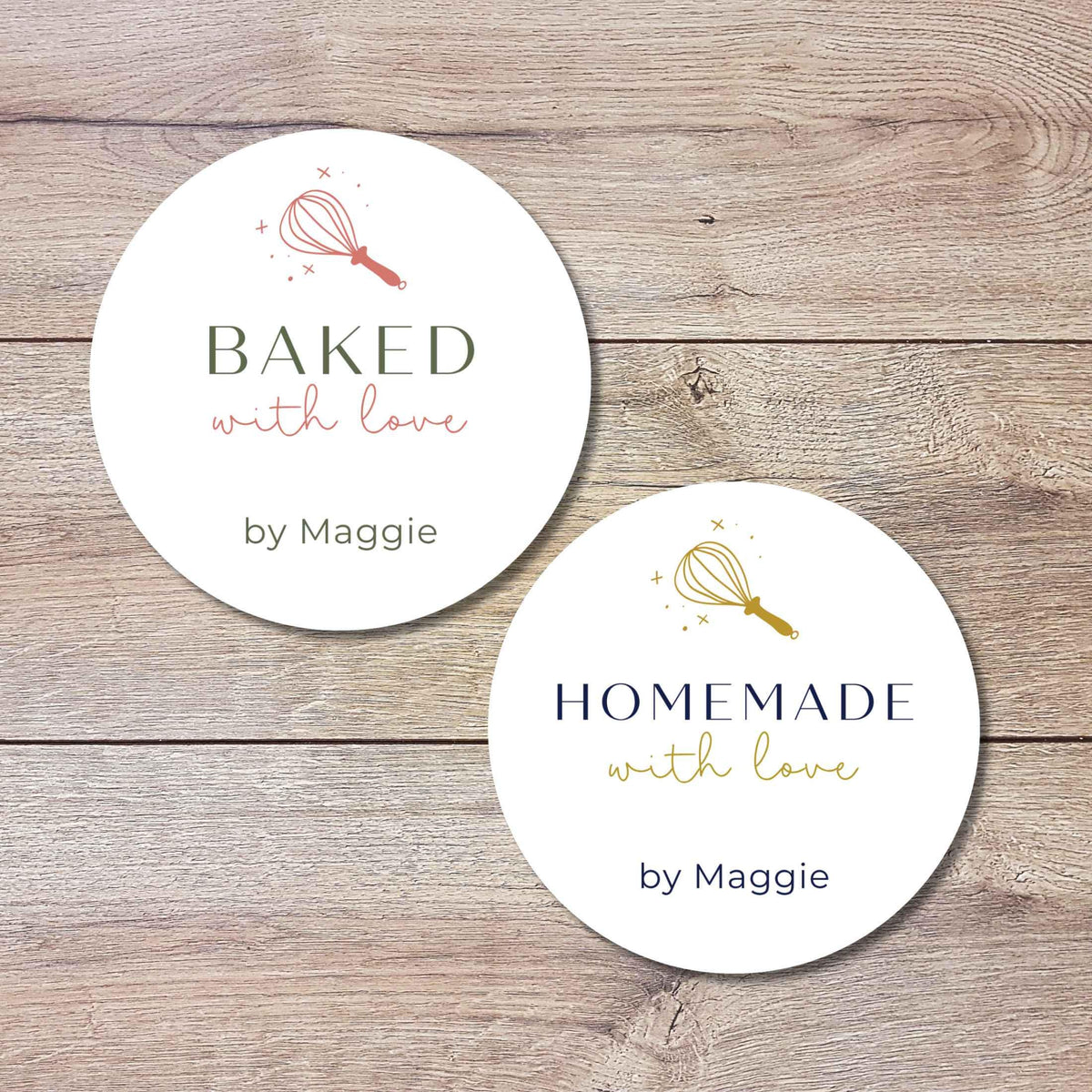 Personalized Baked with Love Stickers, Customized Homemade Baked Goods Small Business Bakery Packaging Labels