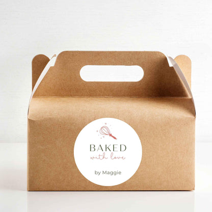 Personalized Baked with Love Stickers, Customized Homemade Baked Goods Small Business Bakery Packaging Labels