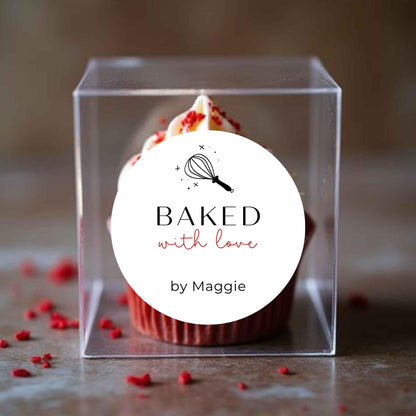 Personalized Baked with Love Stickers, Customized Homemade Baking Goods Small Business Bakery Packaging Labels