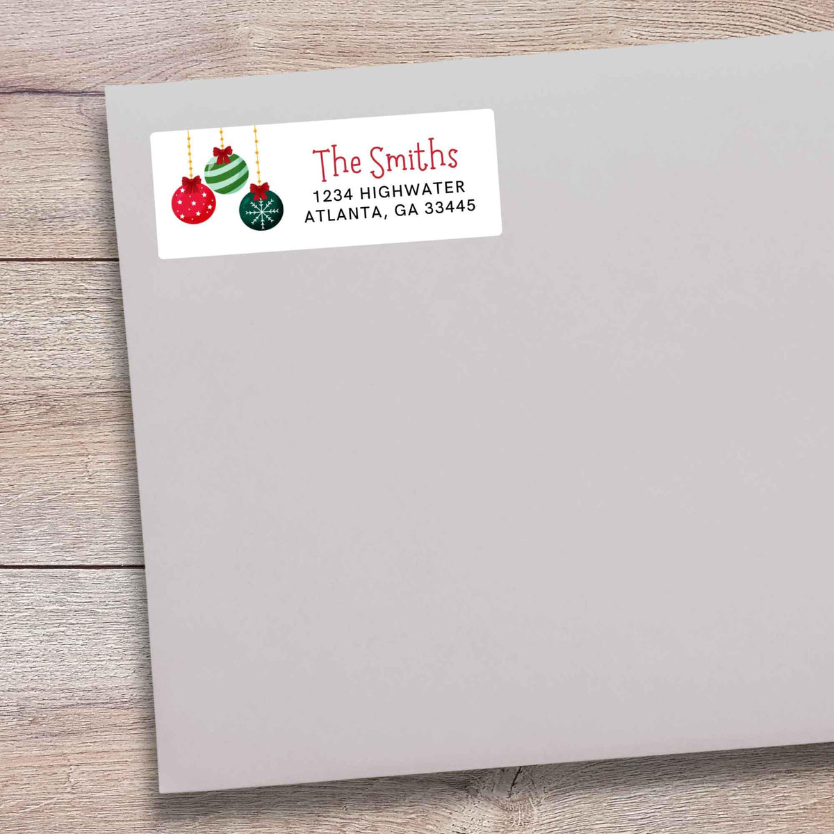 Personalized Christmas Ornaments Address Labels, Custom Holiday Return Address Party Favor Treat Bag Topper Stickers