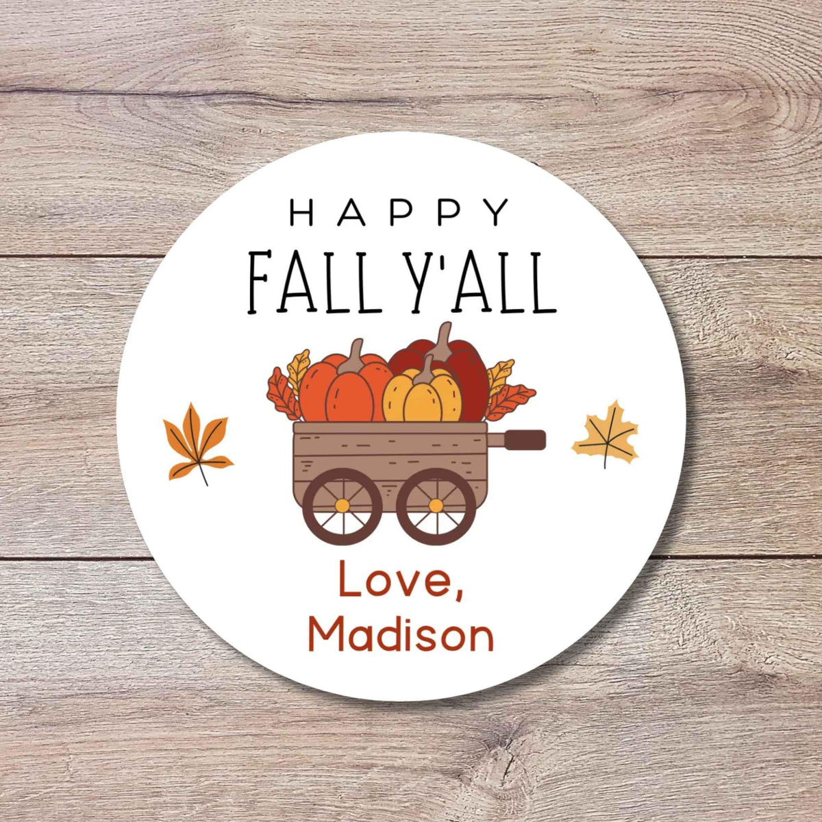 Happy Fall Y'all Personalized Stickers, Custom Fall Thanksgiving Autumn Thank You Gift Party Favor Invitation Envelope Seal