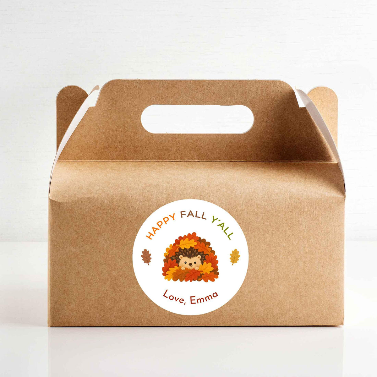 Happy Fall Y'all Hedgehog Personalized Stickers, Custom Fall Thanksgiving Autumn Thank You Gift Party Favor Invitation Envelope Seal