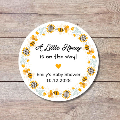 Personalized A Little Little Honey On the Way Baby Shower Stickers, Custom Bee Honey Jar Thank You Party Favor Gift Labels