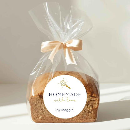Personalized Baked with Love Stickers, Customized Homemade Baked Goods Small Business Bakery Packaging Labels